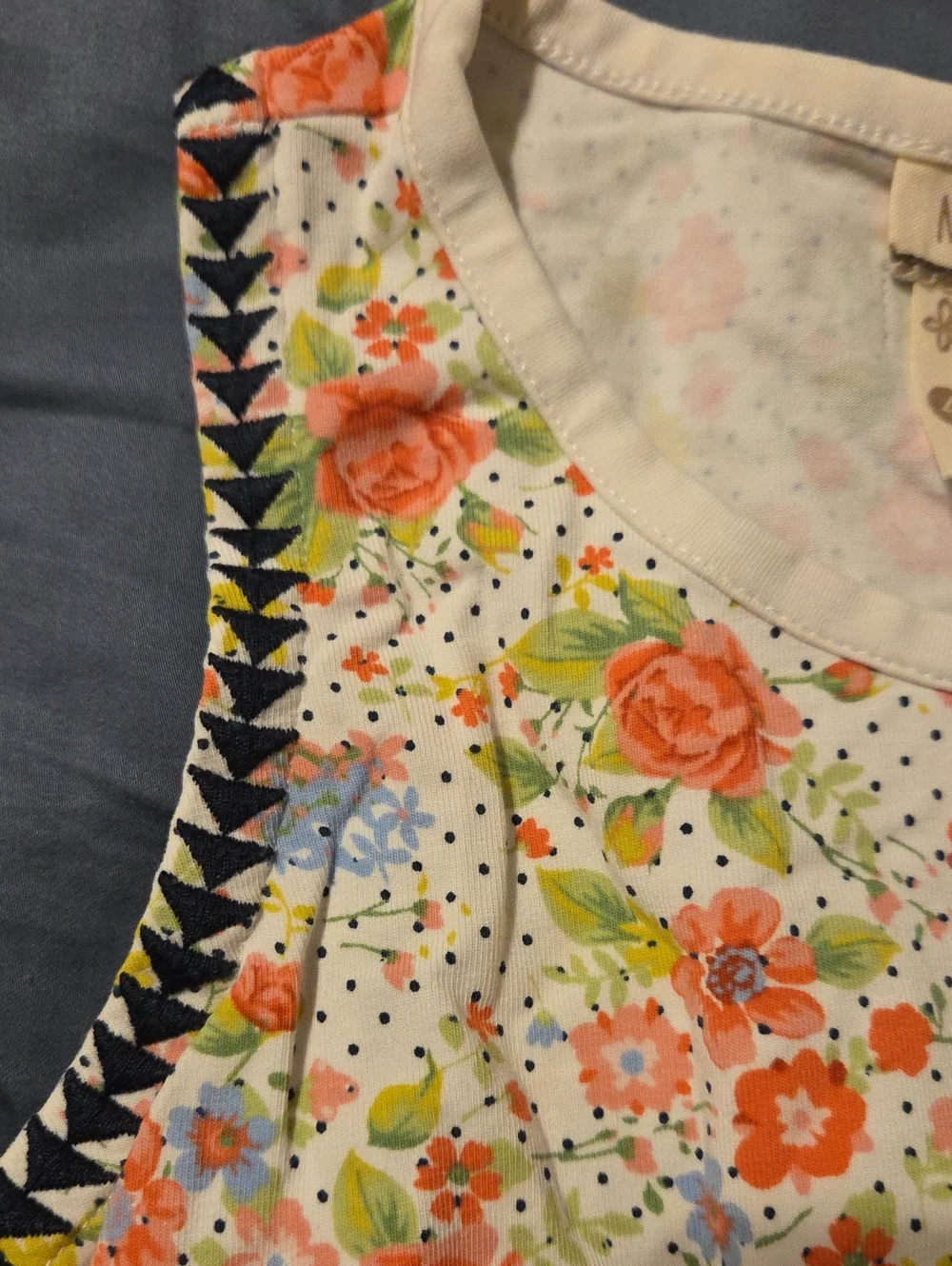 Matilda Jane White Floral Sleeveless Top with Pink Coral & Light Blue Flowers
